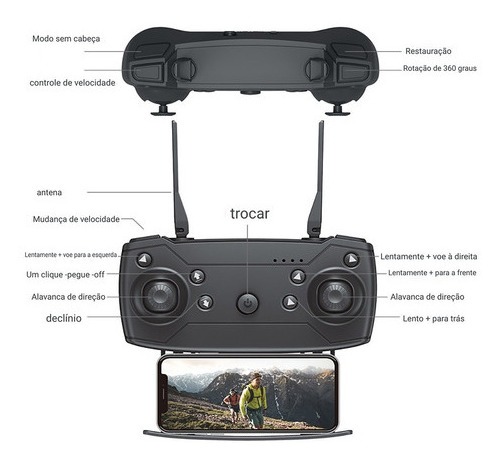 Drone Profissional E88 Pro 2.4ghz Com Câmera Hd E 3 Bateria - Imagem 11