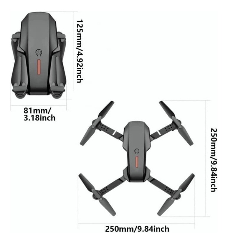 Drone E88 Com Dupla Câmera Hd Preto 2.4ghz 2 Bateria - Imagem 3