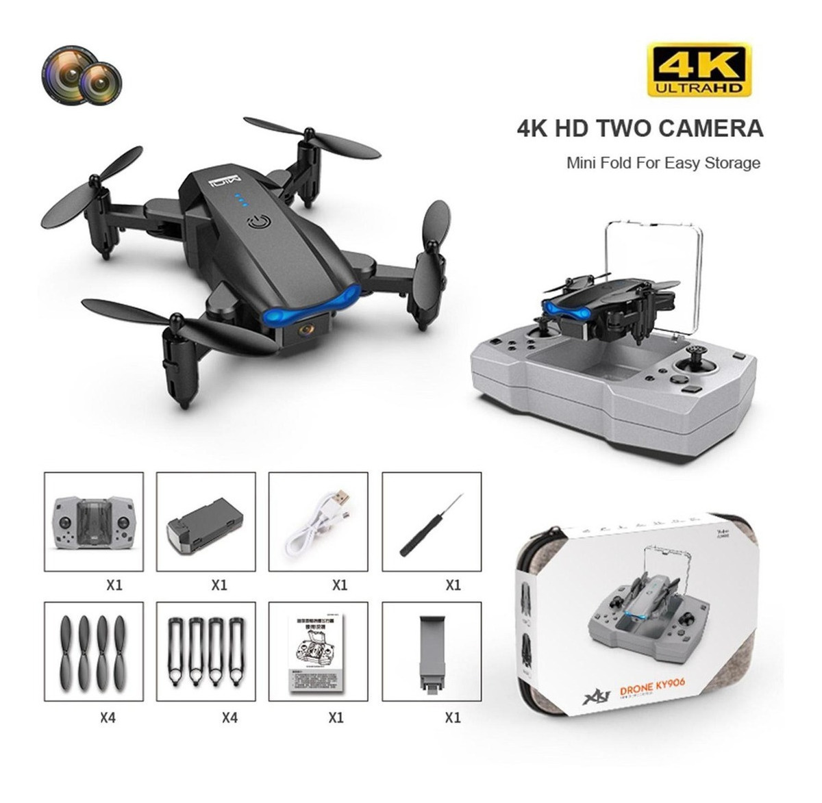 Ky906 Mini Drone 4k Altitude Hold Rc Helicóptero - Imagem 3