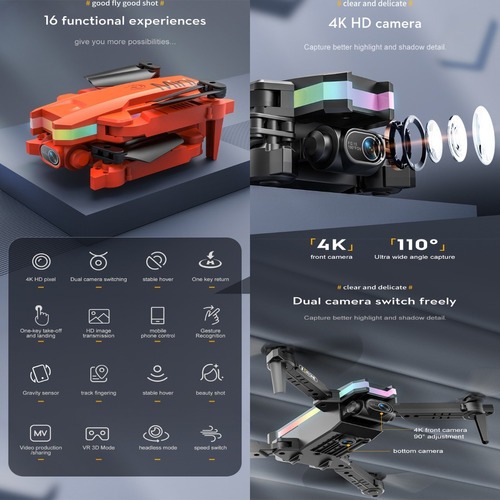 Drone Câmera Dupla 4k Profissional Com Luzes Led 2 Baterias - Imagem 10