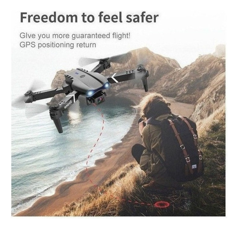 Câmera 4k Mini Drone E99 Pro Professional Com 2 Baterias - Imagem 3
