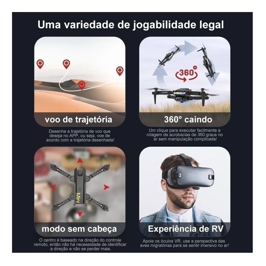 Mini Drone Profissional 4k Para Crianças + 2 Baterias - Imagem 8
