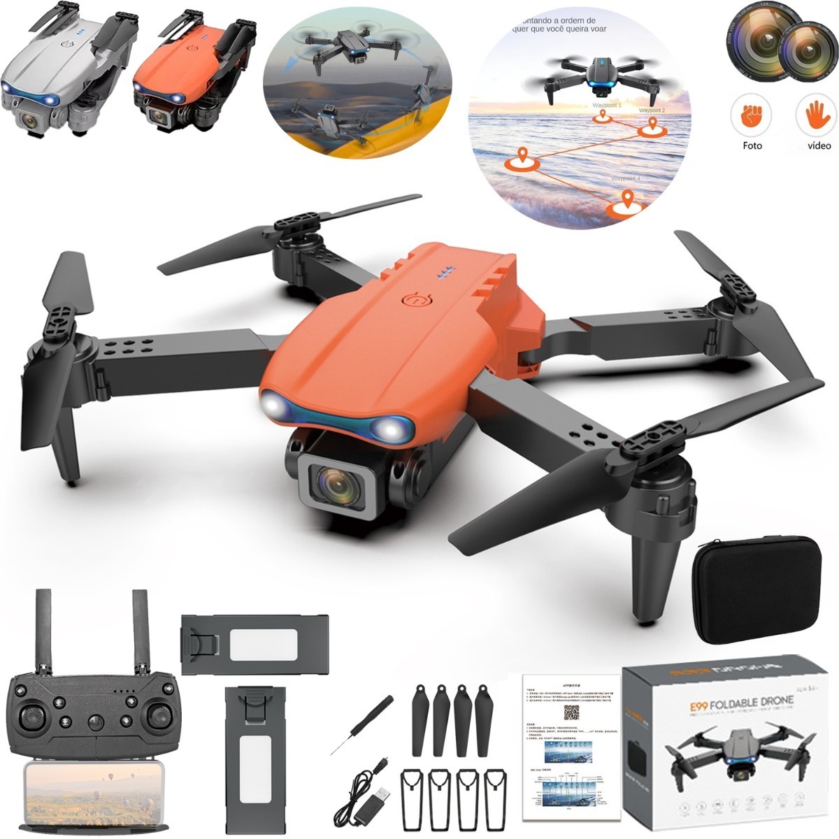 Drone E99 Pro Com Câmera 2 Aérea Hd Profissional E Bateria 2 - Imagem 15