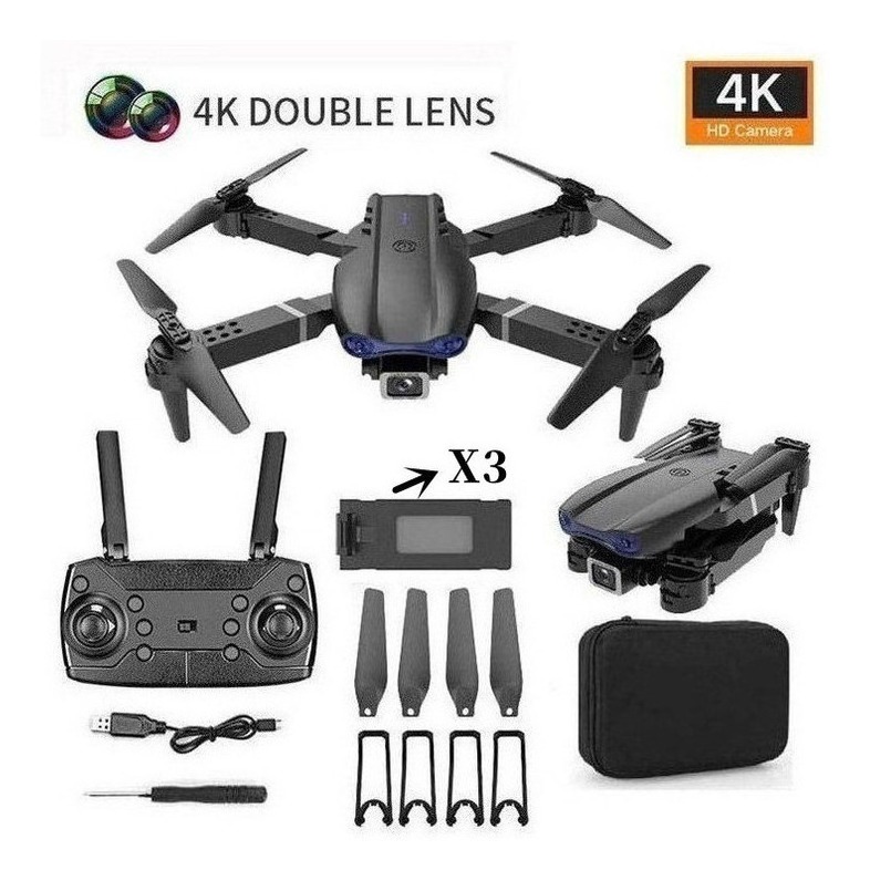 Câmera Dupla Mini Drone E99 Pro Professional 4k Com 3 Bateri
