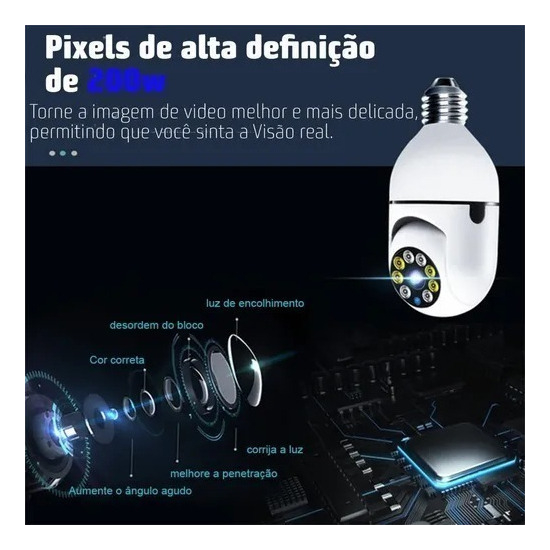 Lazhu Câmera Lampada Espia Câmera Intelbras Câmera Wifi - Imagem 2