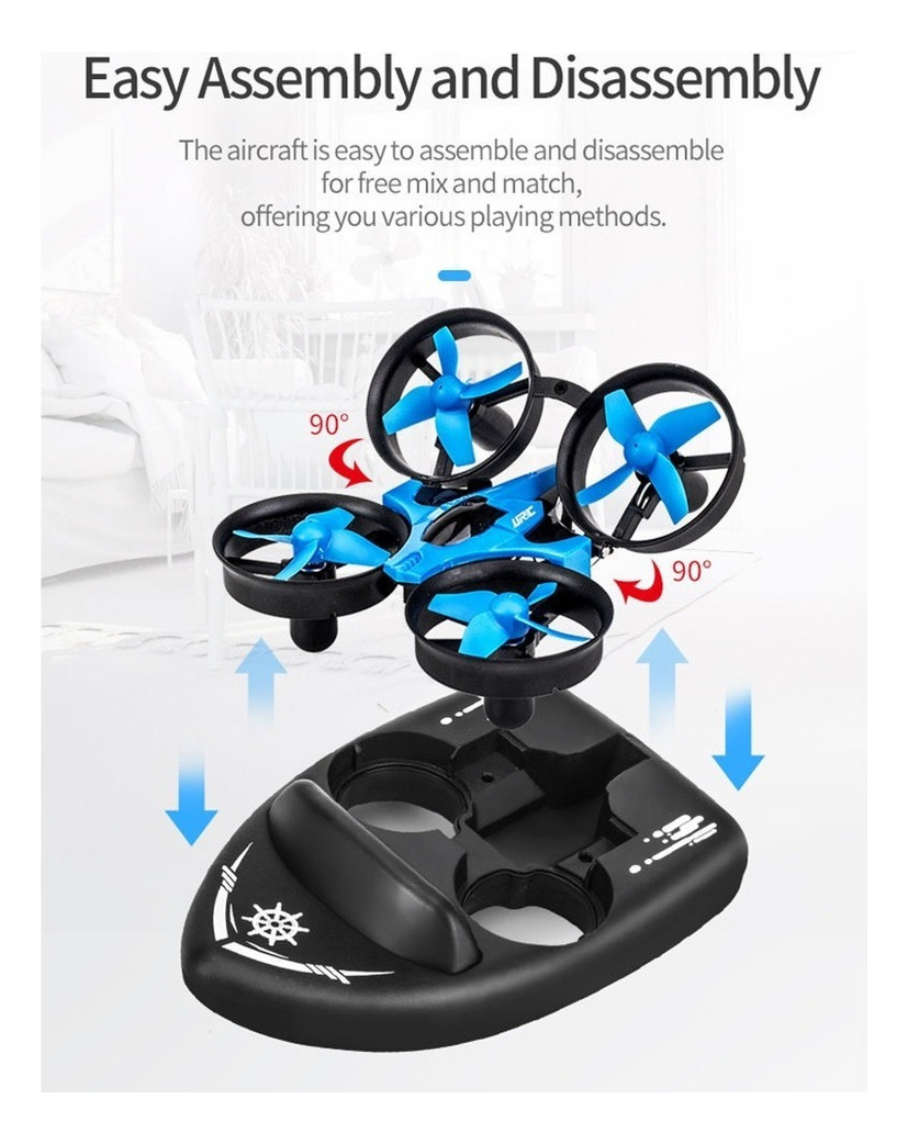 Quadricóptero Rc Drone + Barco 3 Em 1 Brinquedos Infantis. - Imagem 5