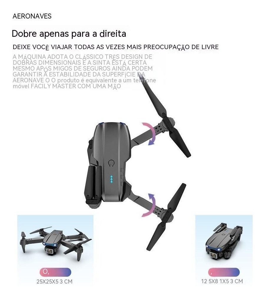 Drone E99 Pro Com 2 Câmera Aérea Hd Profissional E 2 Bateria - Imagem 6