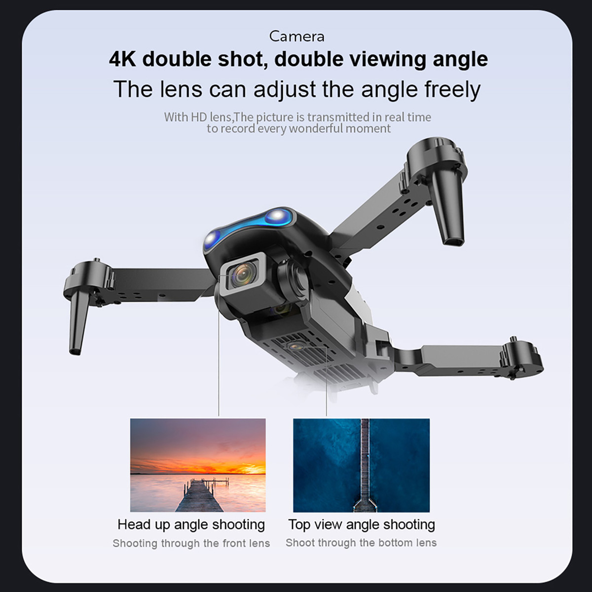 Câmera Wlr/c 4k Dual Hd Fpv 2,4 Ghz 4ch Rc Quadcopter Com 3 - Imagem 3
