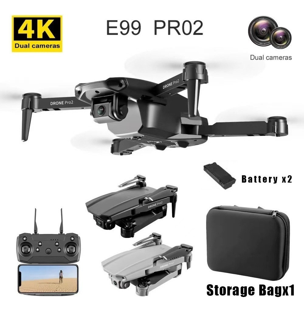 Mini Drone E99 Pro2 Professional 4k Câmera Dupla 2 Baterias