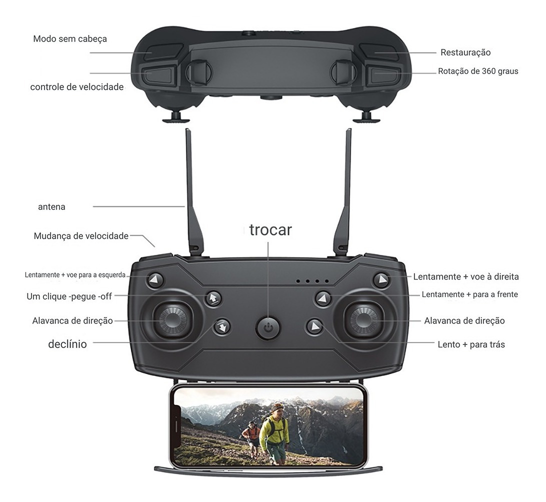 Drone Profissional E88 Pro 2.4ghz Com Câmera Hd E 1 Bateria - Imagem 2