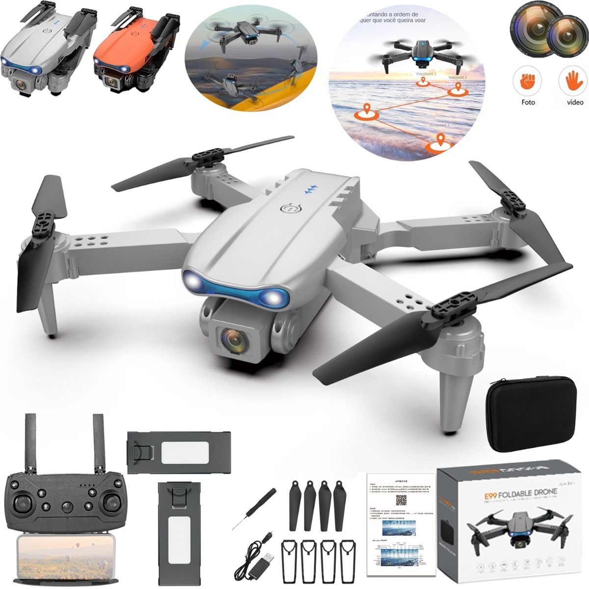 Drone E99 Pro Com Câmera 2 Aérea Hd Profissional E Bateria 2 - Imagem 8