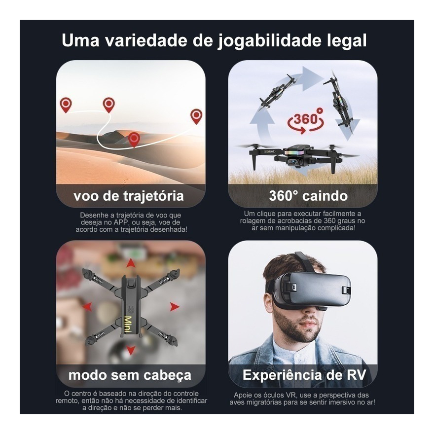 Mini Drone Profissional 4k Crianças+2 Baterias - Imagem 8