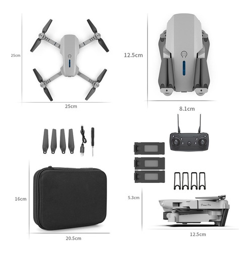 Drone E88 Pro Com Câmera Aérea Hd Profissional E 3 Baterias