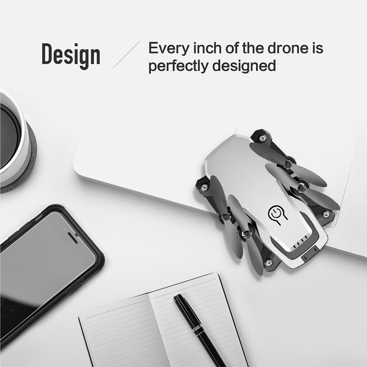 4 Canais Rc Drone Controle Remoto Quadcopter Dobrável (branc - Imagem 4