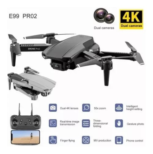 Mini Drone E99 Pro 2 Professional 4k Câmera Dupla 3 Baterias - Imagem 2