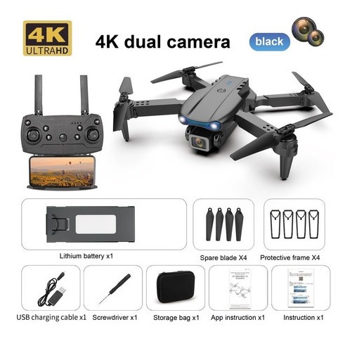 4k Profissional Com Luzes Led 1 Baterias Drone Câmera Dupla - Imagem 2