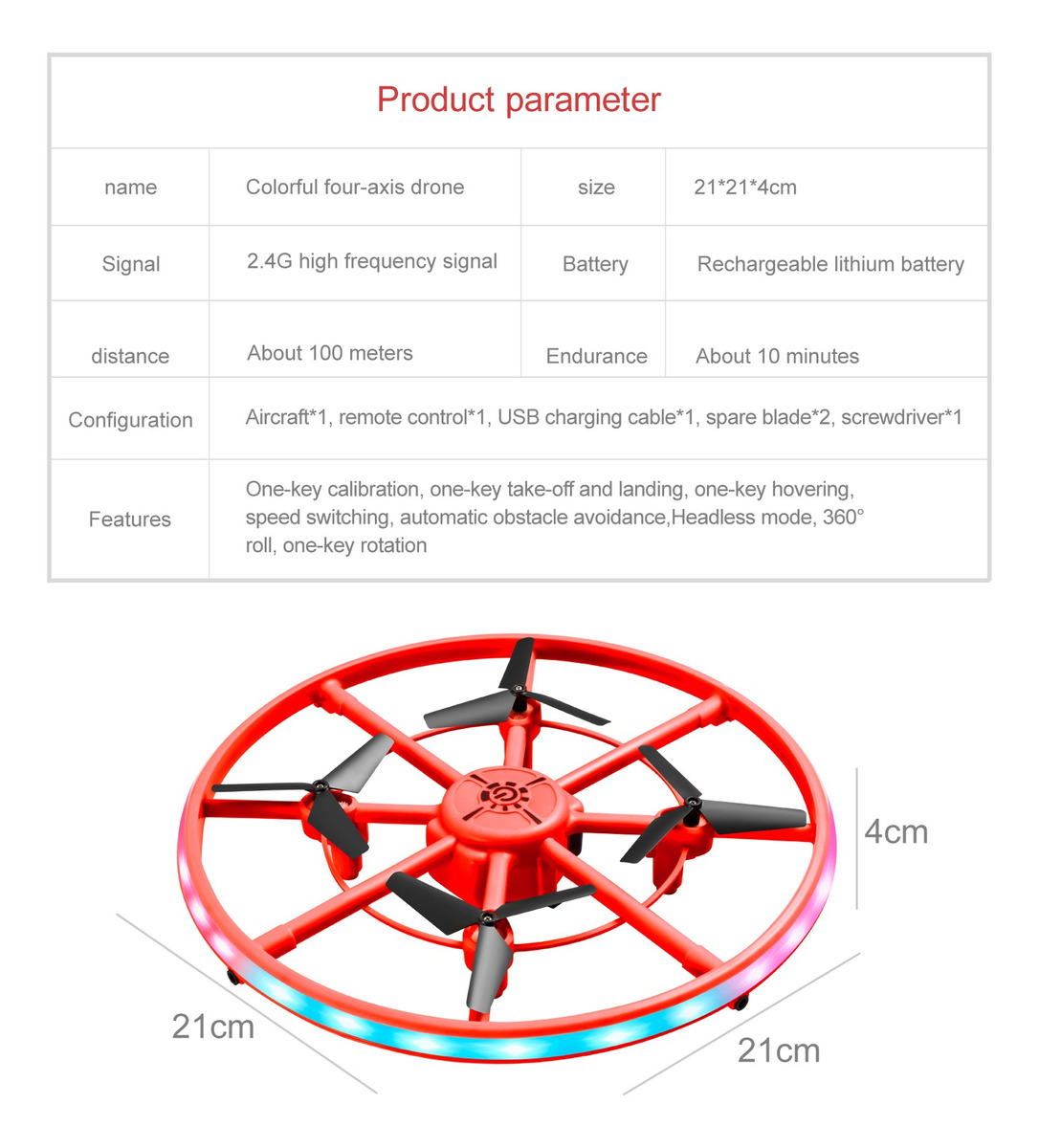 Drone De Veículo Aéreo Circular Infantil Para Evitar Obstácu - Imagem 17