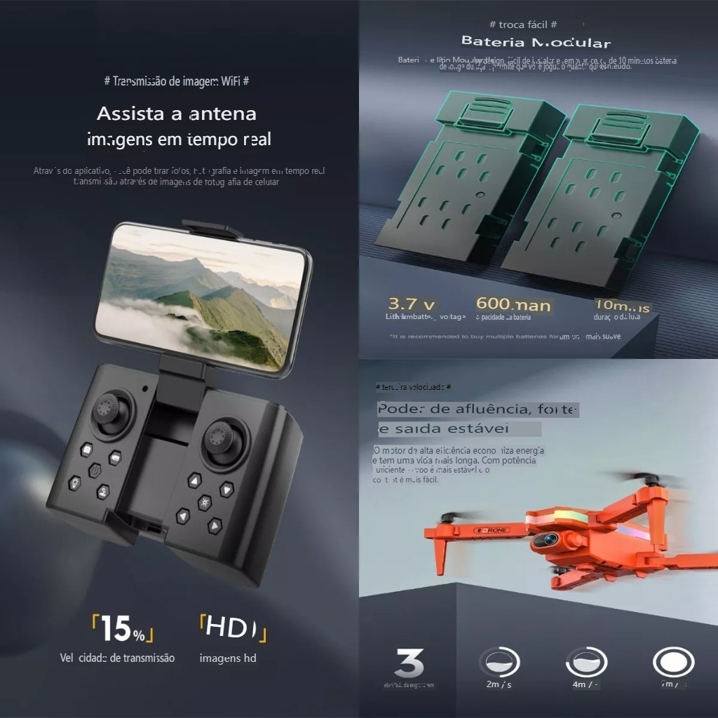 Drone Profissional Câmera Dupla 4k Com Luzes Led 2 Baterias - Imagem 5