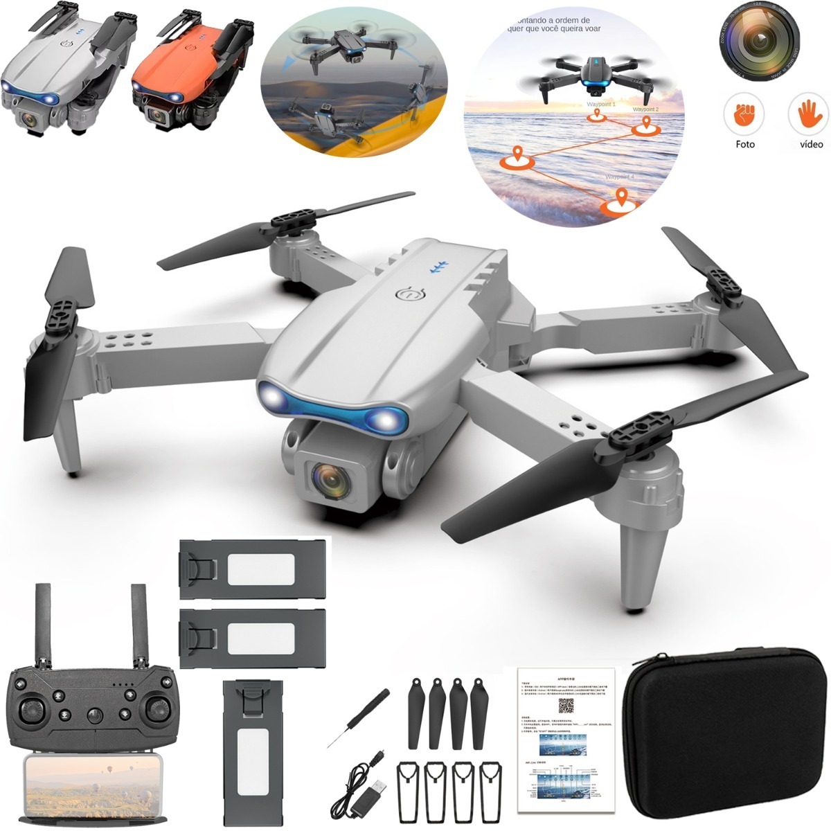 Drone E99 Pro Com 1 Câmera Aérea Hd Profissional E 3 Bateria - Imagem 8