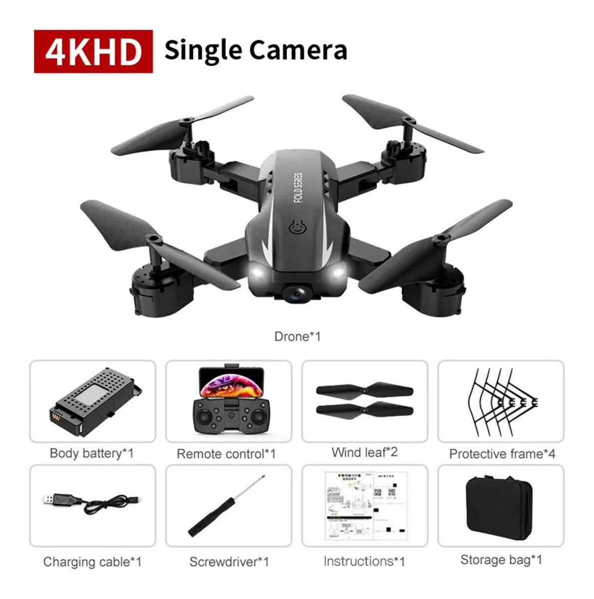 Helicóptero Dobrável Com 3 Modos De 4k Preto Simples - Imagem 4