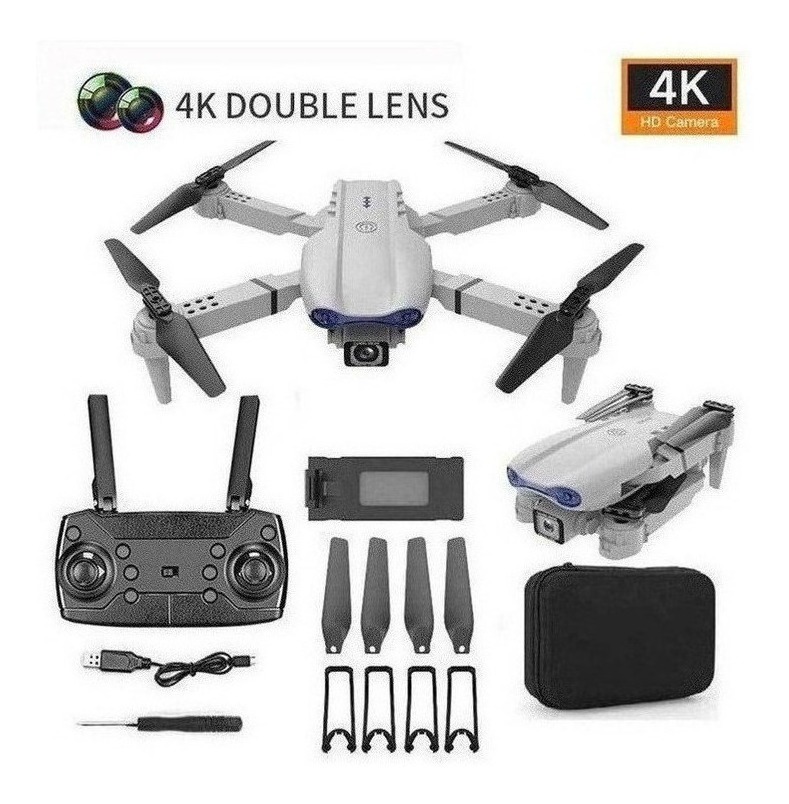 Câmera Dupla Mini Drone E99 Pro Professional 4k Com 2 Bateri