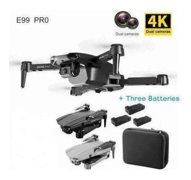 Câmera Dupla Mini Drone E99 Pro Professional 4k Com 3 Bateri - Imagem 2