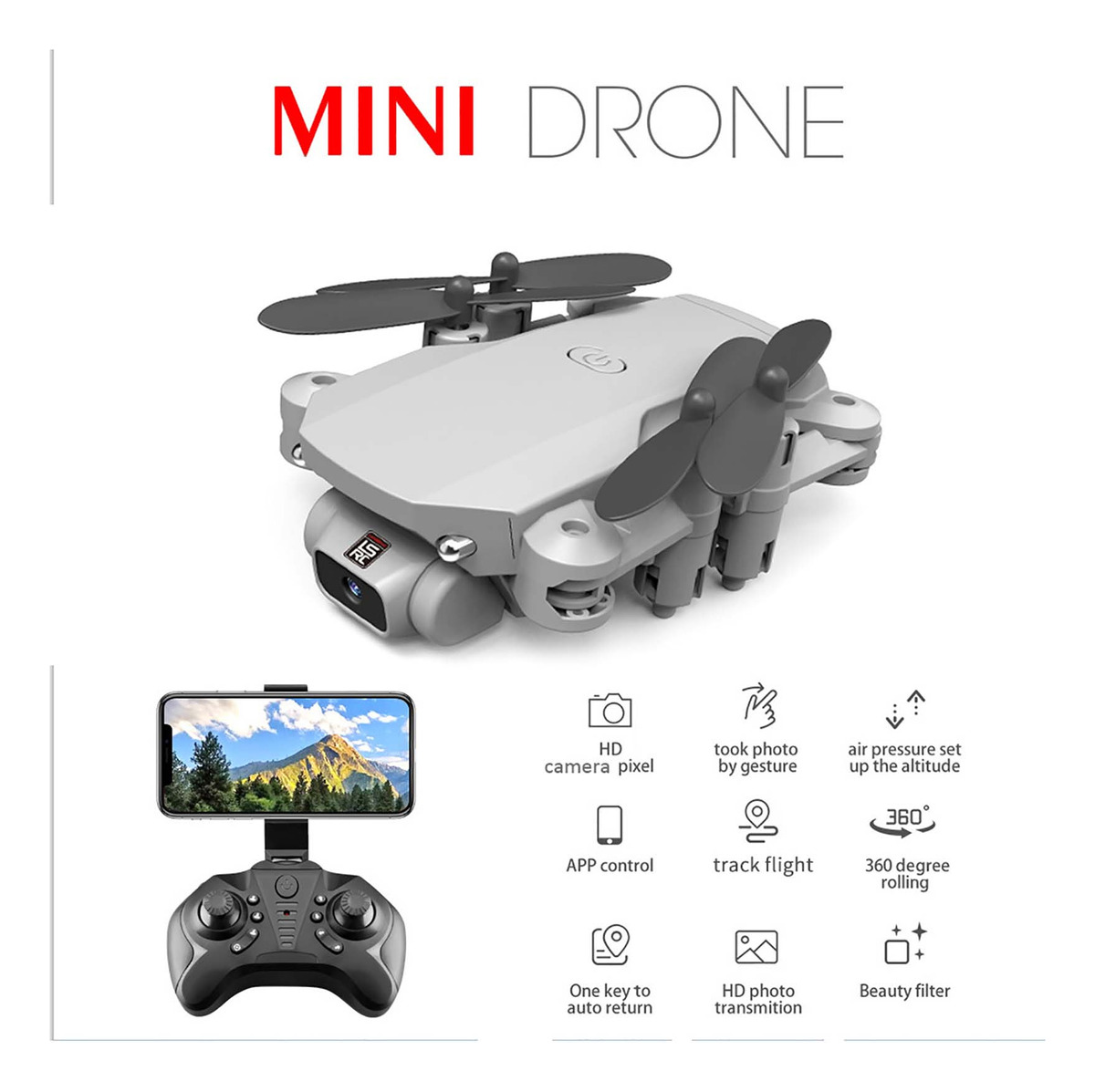 Câmera Mini Drone Rc Quadcopter 4k De 13 Minutos De Tempo De - Imagem 3