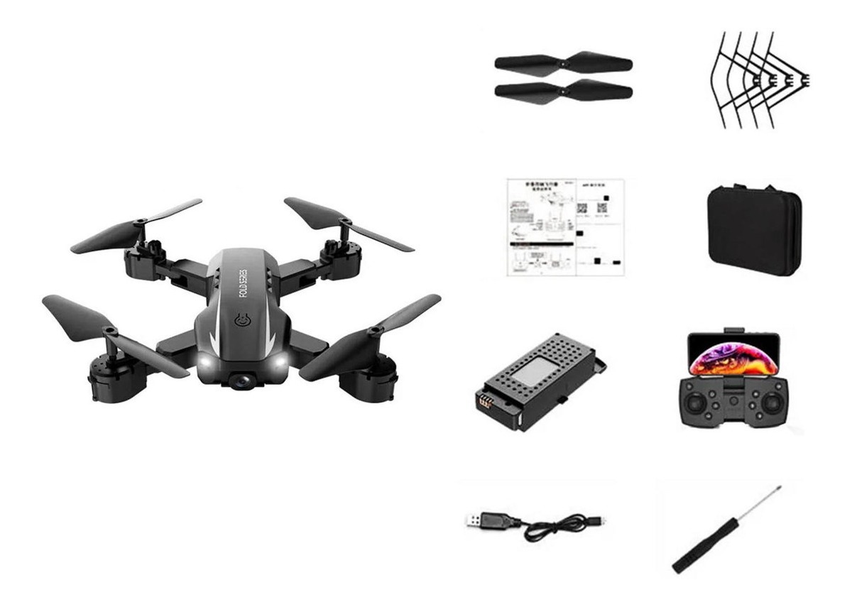 Helicóptero Dobrável Com 3 Modos De 4k Preto Simples