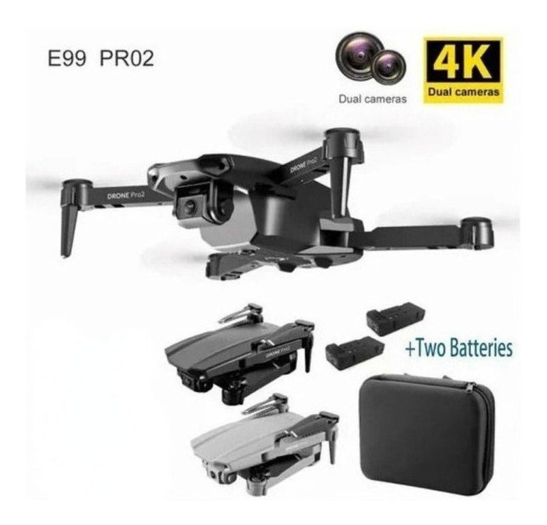 Câmera Dupla Mini Drone E99 Pro Professional 4k Com 2 Bateri - Imagem 2