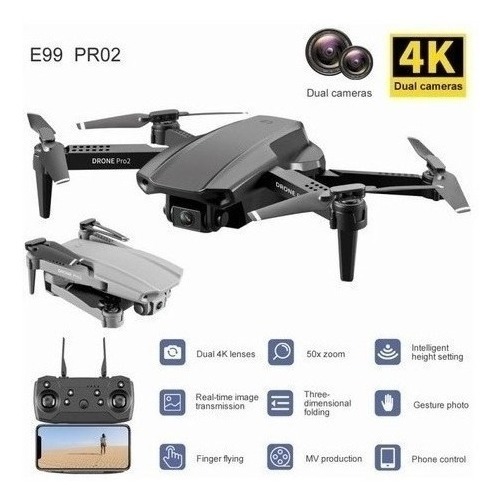 Mini Drone E99 Pro2 Professional 4k Câmera Dupla 2 Baterias - Imagem 2