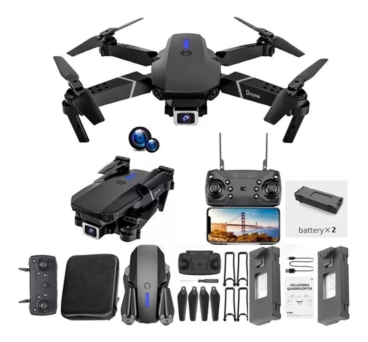 Drone E88 Câmera Uhd Profissional 2.4ghz Barata 2 Baterias - Imagem 6