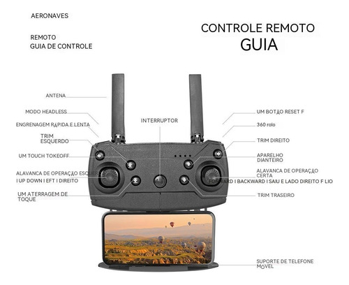 Drone E99 Pro Com 2 Câmera Aérea Hd Profissional E 2 Bateria - Imagem 9
