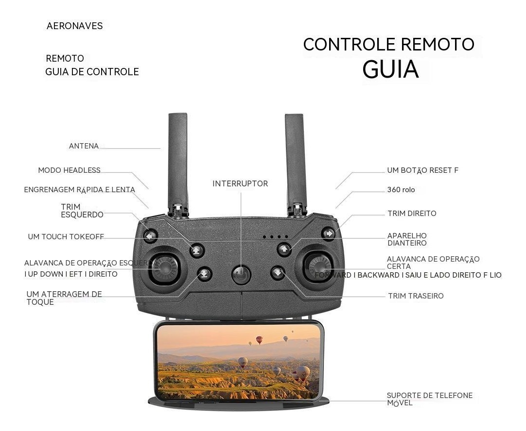 Drone E99 Pro Com 2 Câmera Aérea Hd Profissional E 2 Bateria - Imagem 9