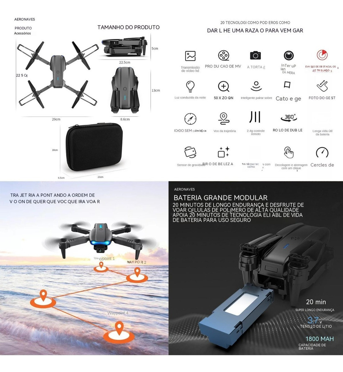 Drone E99 Pro Com Dupla Câmera Hd Profissional + 3 Bateria - Imagem 4