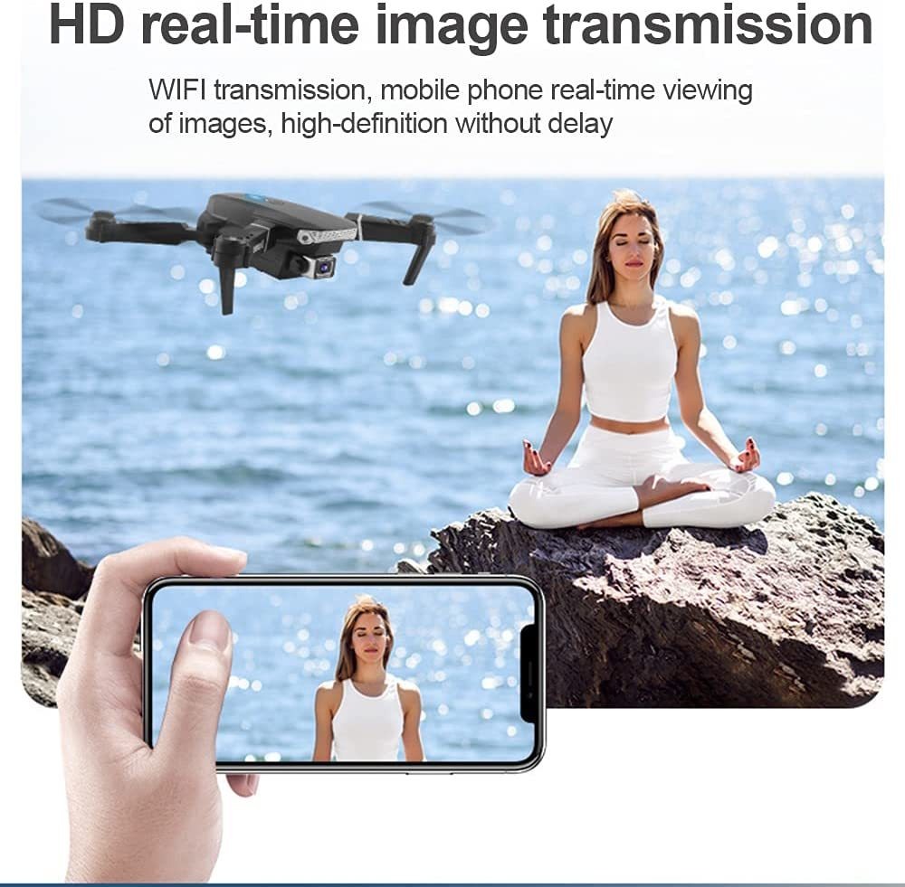 Drone E88 Com Dupla Câmera Hd Preto 2.4ghz 2 Bateria - Imagem 5