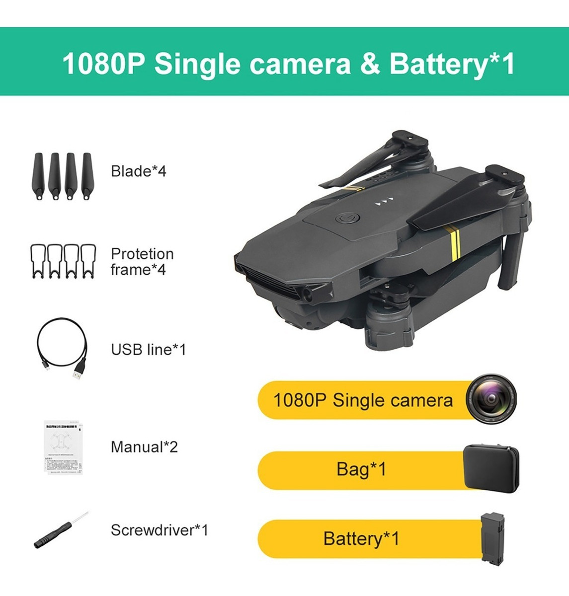 Drone 4k Câmera Única 1080p Drone Rc Plegável 2,4 Ghz - Imagem 9