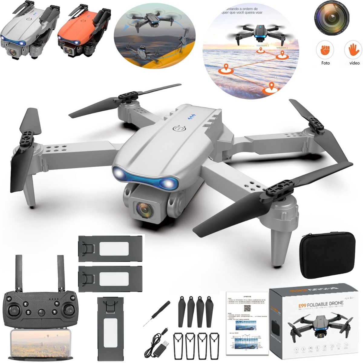 Drone E99 Pro Com Câmera 1 Aérea Hd Profissional E Bateria 3 - Imagem 8
