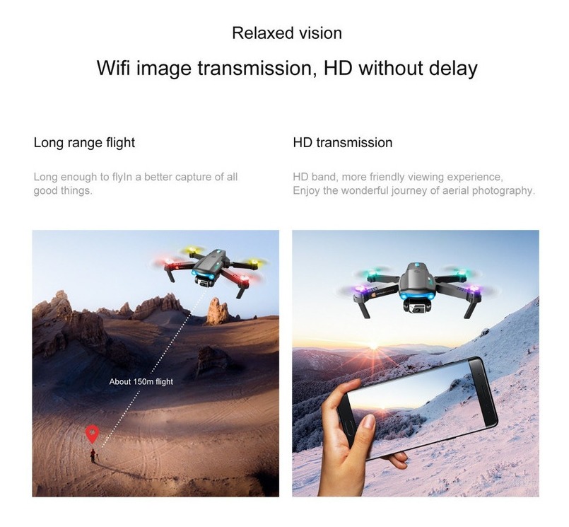 Mini Drone S98 Novo Rc 4k Hd Barato Com Câmera Dupla Com Led - Imagem 9