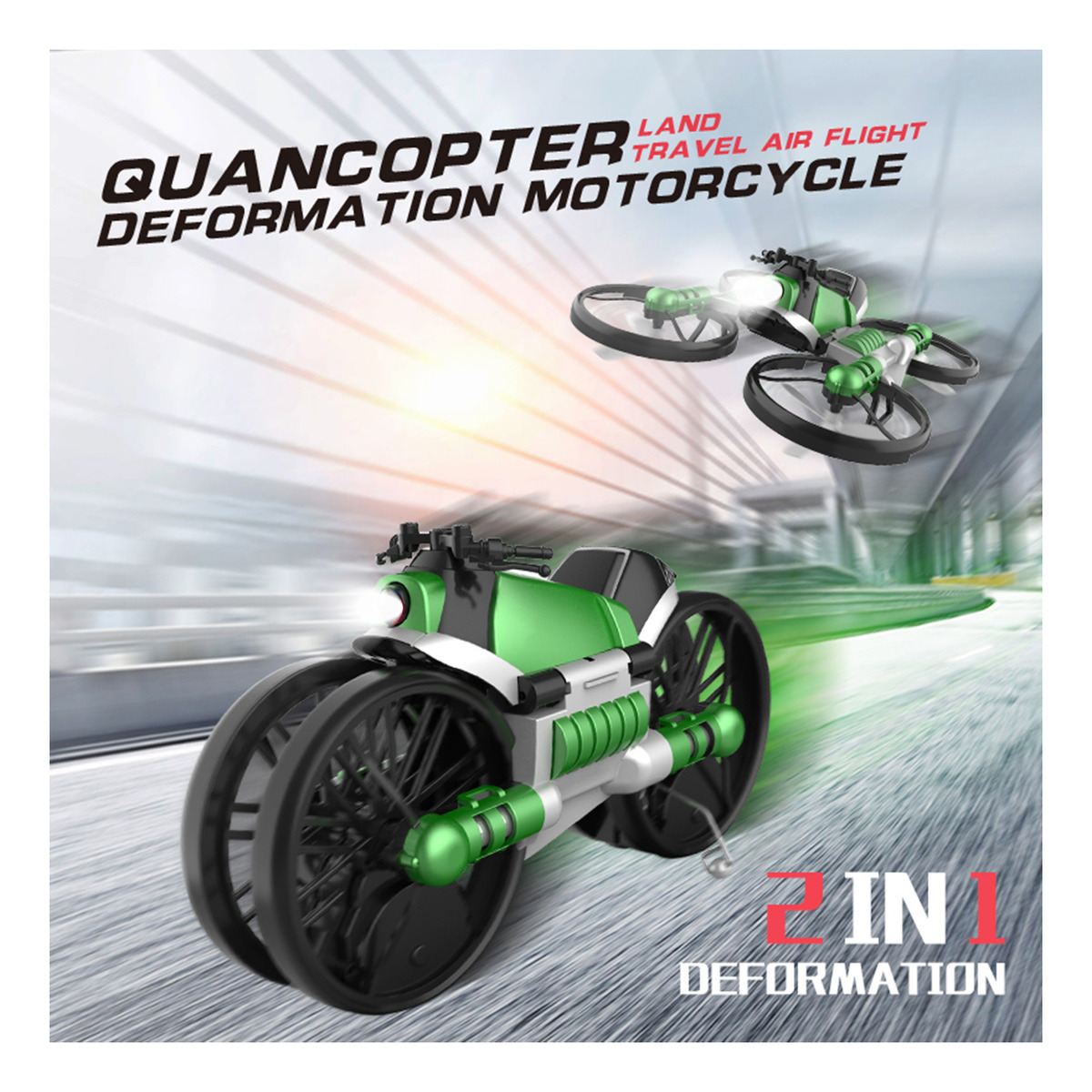 Mini Drone 2 Em 1 Para Motocicleta, Deformação Verde - Imagem 2