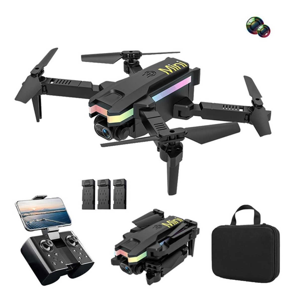 Mini Drones Dobráveis Baratos Com Câmeras Led Coloridas
