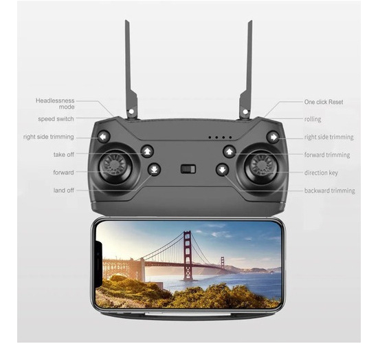 Mini Drone Câmera Grande Angular Wi-fi Barato + 2 Morcegos - Imagem 5