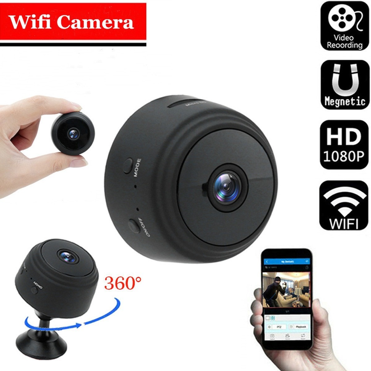 Mini Câmera Wifi Ip Filma No Escuro Com Infra Espiã Portátil - Imagem 6