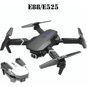 Drone E88 Com Câmera Dupla Hd Preto 2.4ghz 2 Bateria