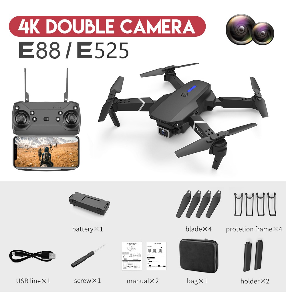 Câmera Dupla Drone 2.4ghz 4k De Longa Duração Com Bateria - Imagem 13