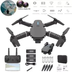 E88pro Uav 4k Hd Fotografia Aérea Câmera Dupla + 3 Baterias