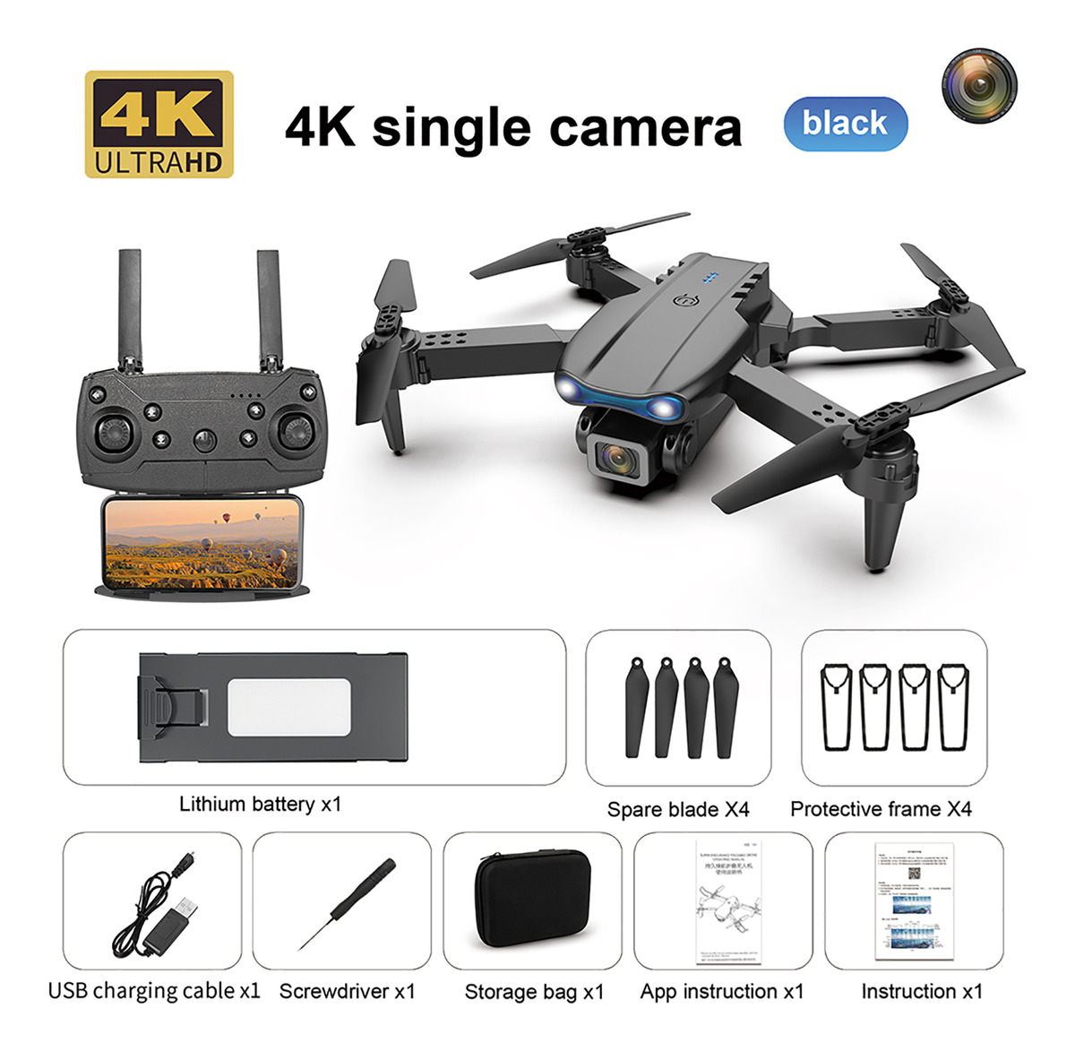 Câmera Única Wlr/c 4k Fpv 2,4 Ghz 4ch Rc Quadcopter Com - Imagem 6