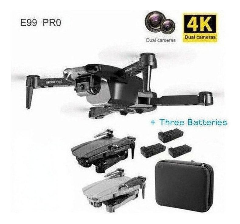 Câmera Dupla Mini Drone E99 Pro Professional 4k Com 3 Bateri - Imagem 2