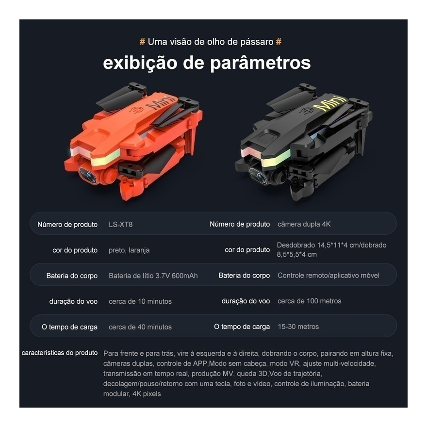Mini Drone Profissional 4k Crianças+2 Baterias - Imagem 4