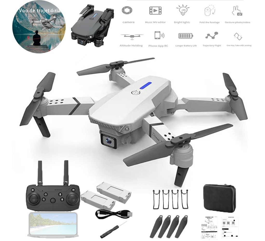 Drone E88 Pro Wifi Fpv 2.4ghz Com Câmera Hd E 2 Bateria - Imagem 11