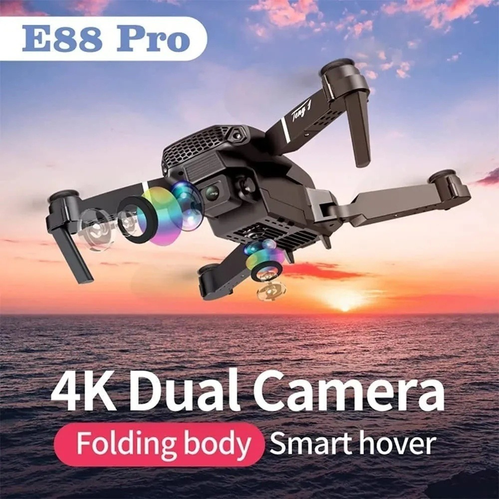 E88 4k Drones 1080p Hd Câmera Rc Quadcopter Com 2 Baterias - Imagem 3